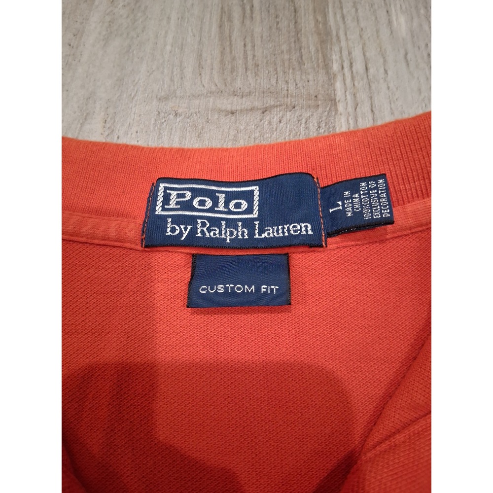 Polo Ralph Lauren Mens Orange Custom Fit Short Sleeve Cotton Polo Shirt Large - Picture 3 of 5